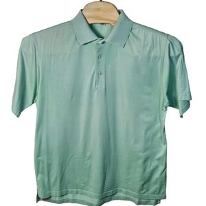 Peter Millar Large Luxury Golf Polo Shirt‎ 100% Cotton Short Sleeve Solid Teal